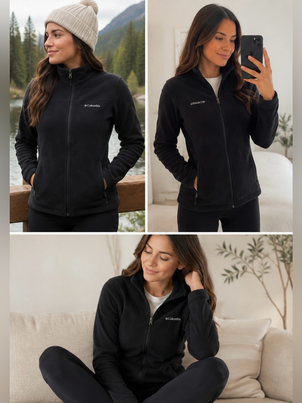 Columbia Black Full Zip Fleece Jacket Women’s Small Cozy Outdoor - Picture 2 of 8